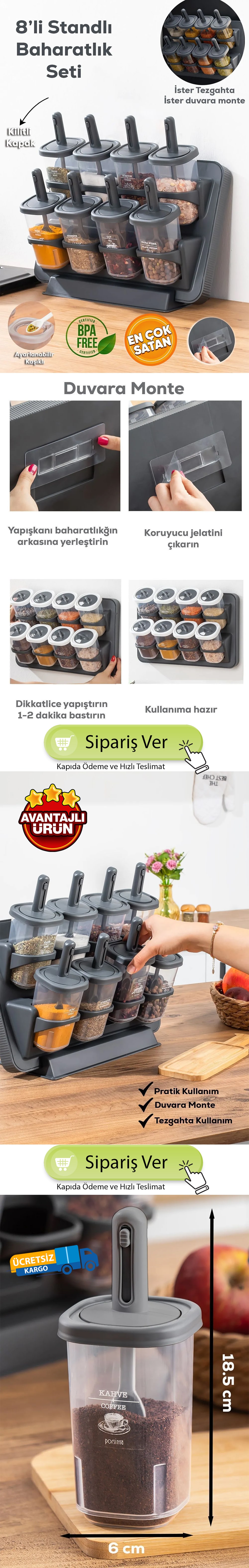 Olinman 8 Kaşıklı Baharatlık Seti